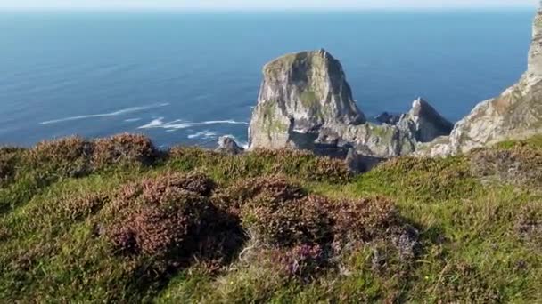 Tormore Island by Port between Ardara and Glencolumbkille in County Donegal - The highest sea stack in Ireland — Stock video