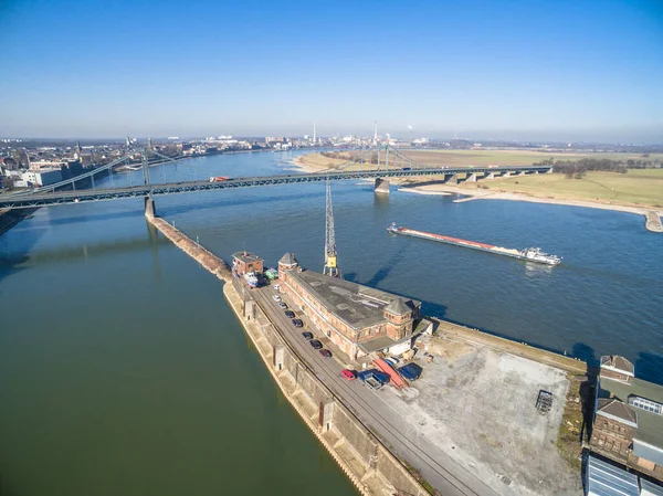 O porto histórico de Krefeld, aéreo — Fotografia de Stock