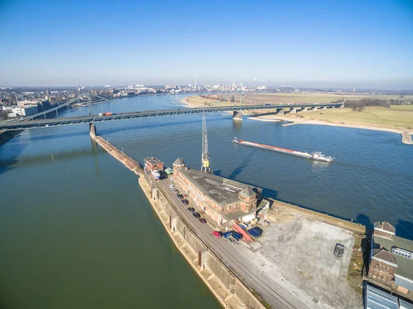 O porto histórico de Krefeld, aéreo — Fotografia de Stock