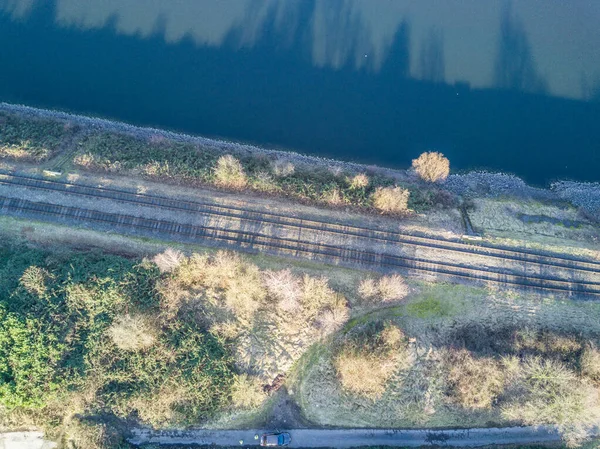 Eisenbahngleise von oben — Stockfoto