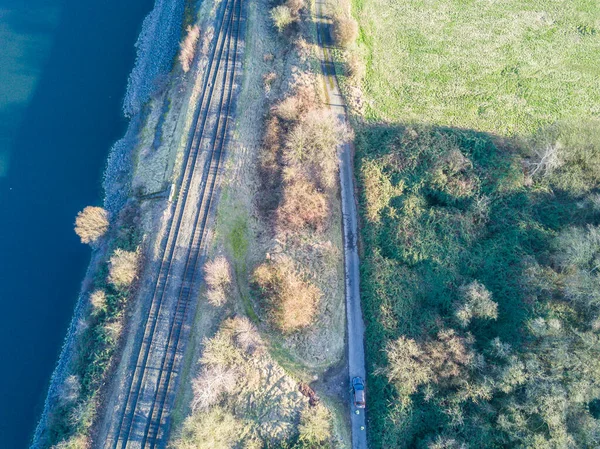 Eisenbahngleise von oben — Stockfoto