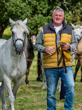 ARDARA, COUNTY DONEGAL, IRELAND - AĞUSTOS 04 2025: Sean Breslin Ardara Show 'da fiyatını alıyor.