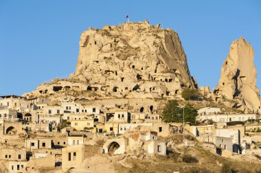 Uchisar castle in beautiful Cappadocia clipart