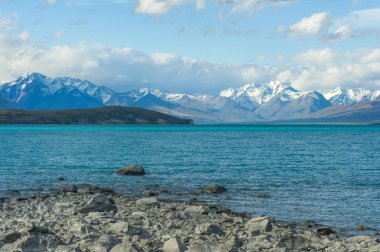 Güzel inanılmaz mavi lake Tekapo 