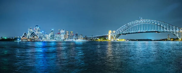 Gün Batımından Sonra Sydney Nin Harbour Köprüsü Yle Olan Panoramik — Stok fotoğraf