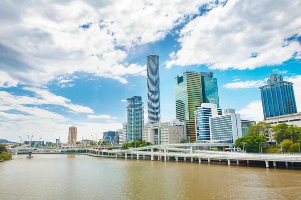 Brisbane Skyline Avec Des Gratte Ciel Travers Rivière Brisbane Queensland — Photo