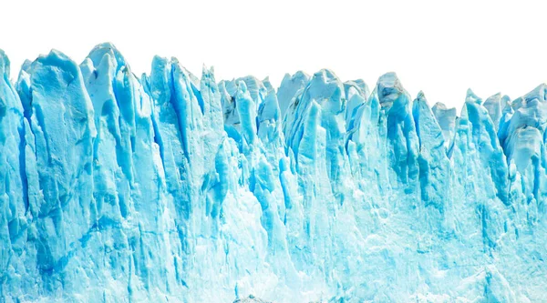 Ισχυρό Μπλε Παγετώνα Perito Moreno Στην Αργεντινή Απομονώνεται Λευκό Φόντο — Φωτογραφία Αρχείου