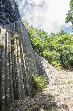 Güney Slovakya Somoska 'da Stone Waterfall olarak bilinen bazalt sütunları. Siatorska bukovina, Slovakya