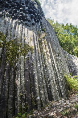 Güney Slovakya Somoska 'da Stone Waterfall olarak bilinen bazalt sütunları. Siatorska bukovina, Slovakya