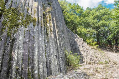 Güney Slovakya Somoska 'da Stone Waterfall olarak bilinen bazalt sütunları. Siatorska bukovina, Slovakya
