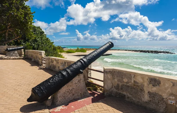 Needham Point Una Fortificación Medieval Con Cañones Tropical Isla Caribeña — Foto de Stock