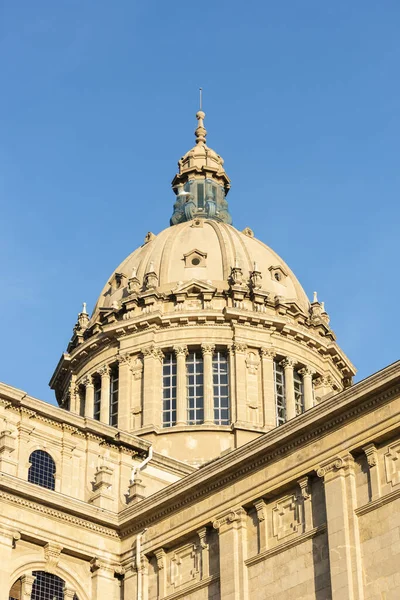 Kvällsfoto Palau Nacional Byggnad Bostad National Art Museum Catalonia Museu — Stockfoto