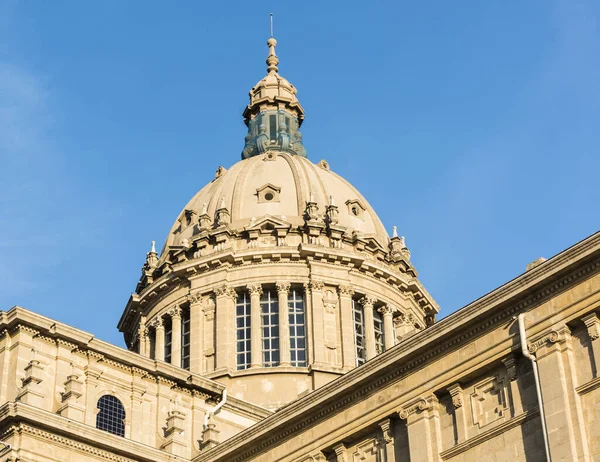 Kvällsfoto Palau Nacional Byggnad Bostad National Art Museum Catalonia Museu — Stockfoto