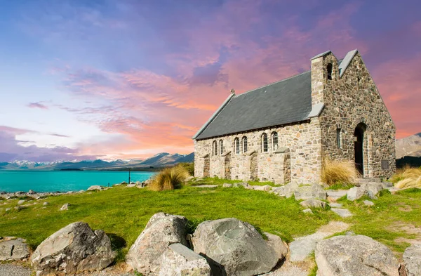 Starý Kostel Dobrého Pastýře Lake Tekapo Nový Zéland — Stock fotografie