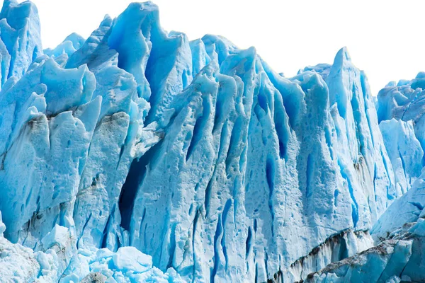 Glaciar Azul Poderoso Perito Moreno Argentina Isolado Fundo Branco — Fotografia de Stock