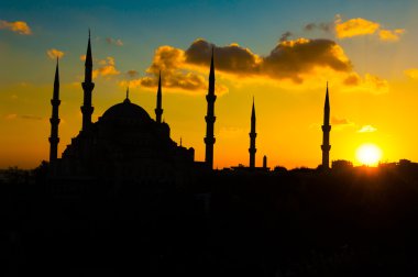 gün batımında mavi Camii