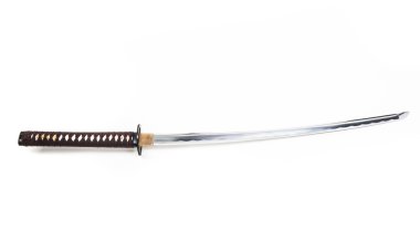 Beyaz üzerine Japon kılıç
