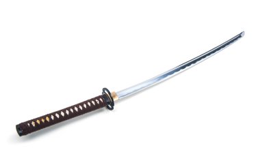 Beyaz üzerine Japon kılıç