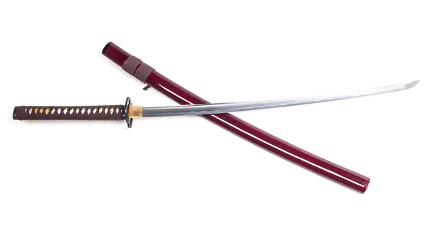 Epée japonaise sur blanc — Photo