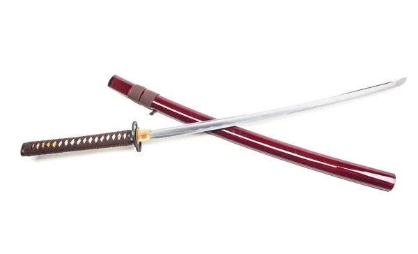 Epée japonaise sur blanc — Photo