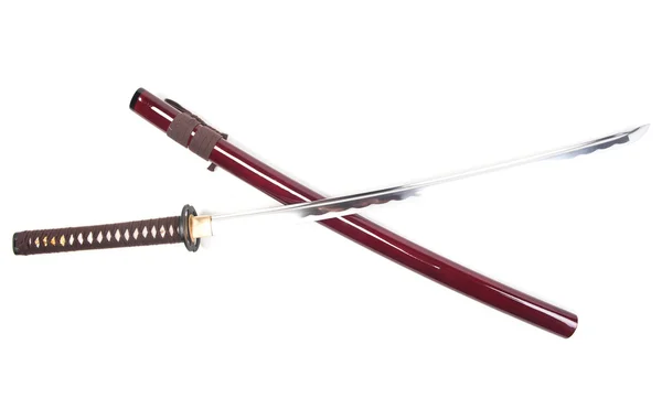 Японский меч на белый — стоковое фото