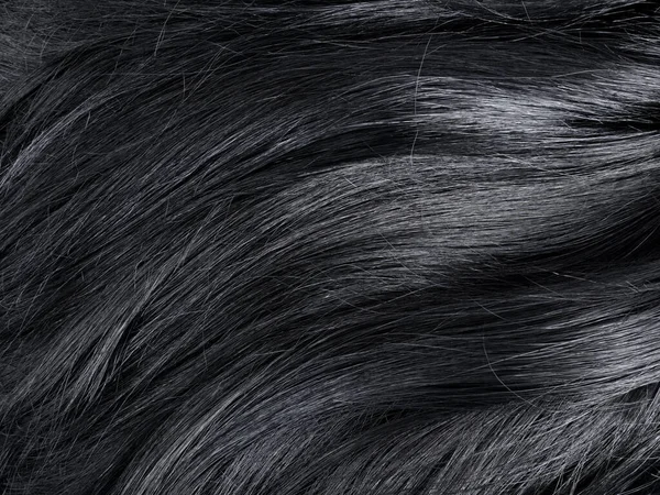 Longue Texture Cheveux Brillants Humains Noirs — Photo