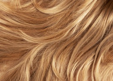 Uzun sarı insan saçı.