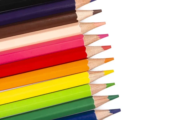 Set Colorful Pencils White Backgroun — Stock Photo, Image