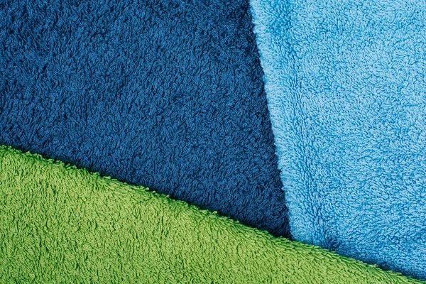 Set Towels Soft Blue Green Color Cotton Towels Background — Stock Photo, Image