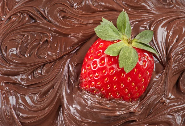 Strawberry with molten chocolate — Stock Photo, Image