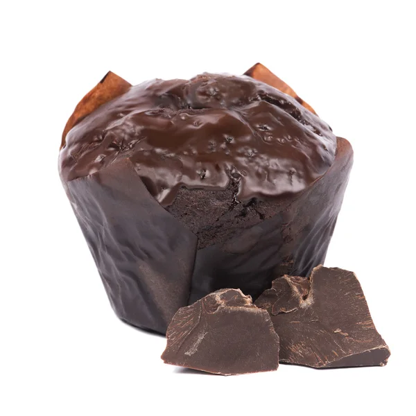 Choklad muffin på vit bakgrund — Stockfoto