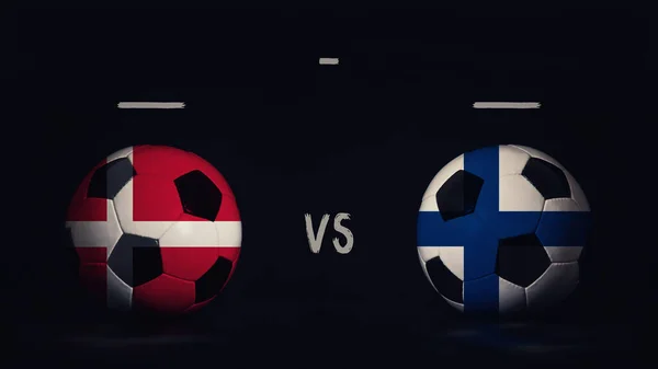 Dinamarca Finlandia Anuncio Del Partido Fútbol Euro 2020 Dos Pelotas —  Fotos de Stock