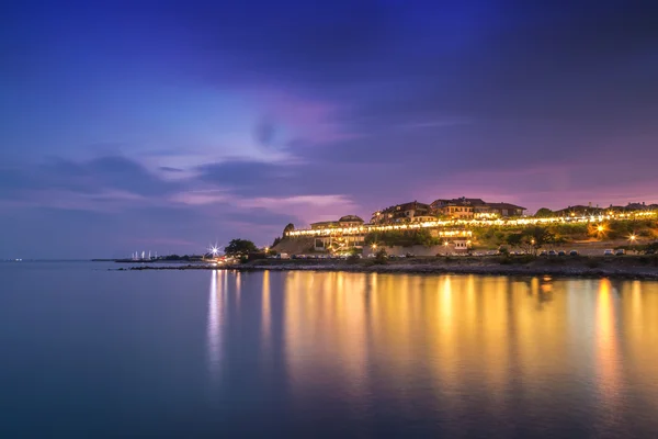 Night view to the coastal city at summer — Stock Photo, Image