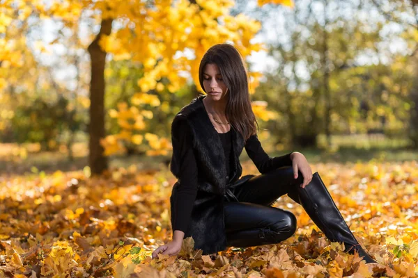 Mädchen im Herbst im Park — Stockfoto