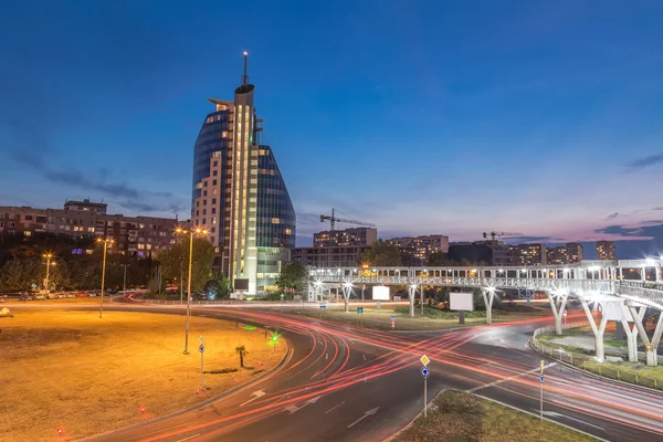 Vista notturna di Burgas, Bulgaria — Foto Stock