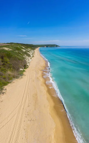 Légi Kilátás Egy Gyönyörű Strand Fekete Tenger Bulgária — Stock Fotó