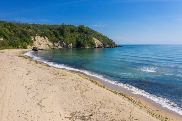 Bulgaristan Karadeniz Kentinde Güzel Bir Plaja Havadan Manzara Stok Fotoğraf