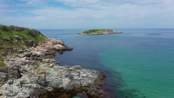 Vista Aérea Una Isla Mar Isla Santo Tomás Mar Negro — Vídeos de Stock