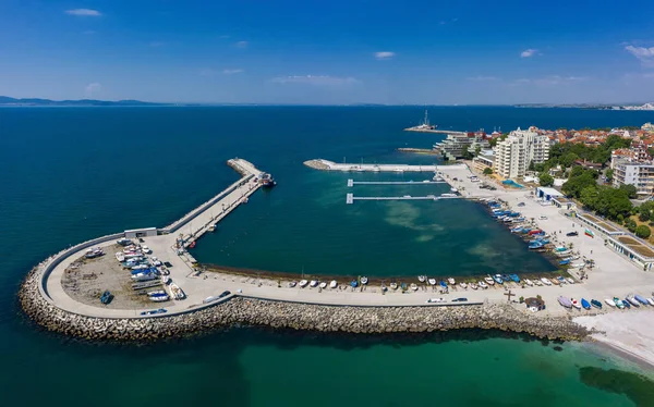 Flygfoto Till Hamnen Pomorie Bulgarien — Stockfoto