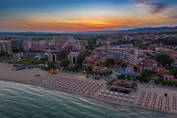 Aerial View Sea Resort Sunny Beach Sunset — Stock fotografie