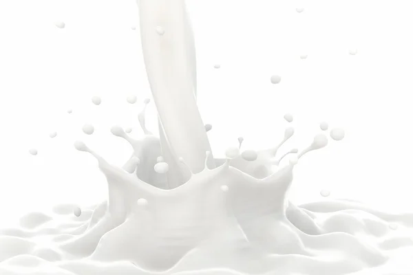 Salpicadura de leche. Ilustración 3D . —  Fotos de Stock