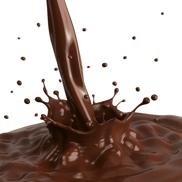 Des éclaboussures de chocolat. Illustration 3D . — Photo