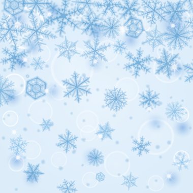 Kış çeşitli kar taneleri arka plan.