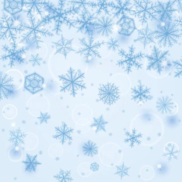 Invierno varios copos de nieve fondo . — Vector de stock