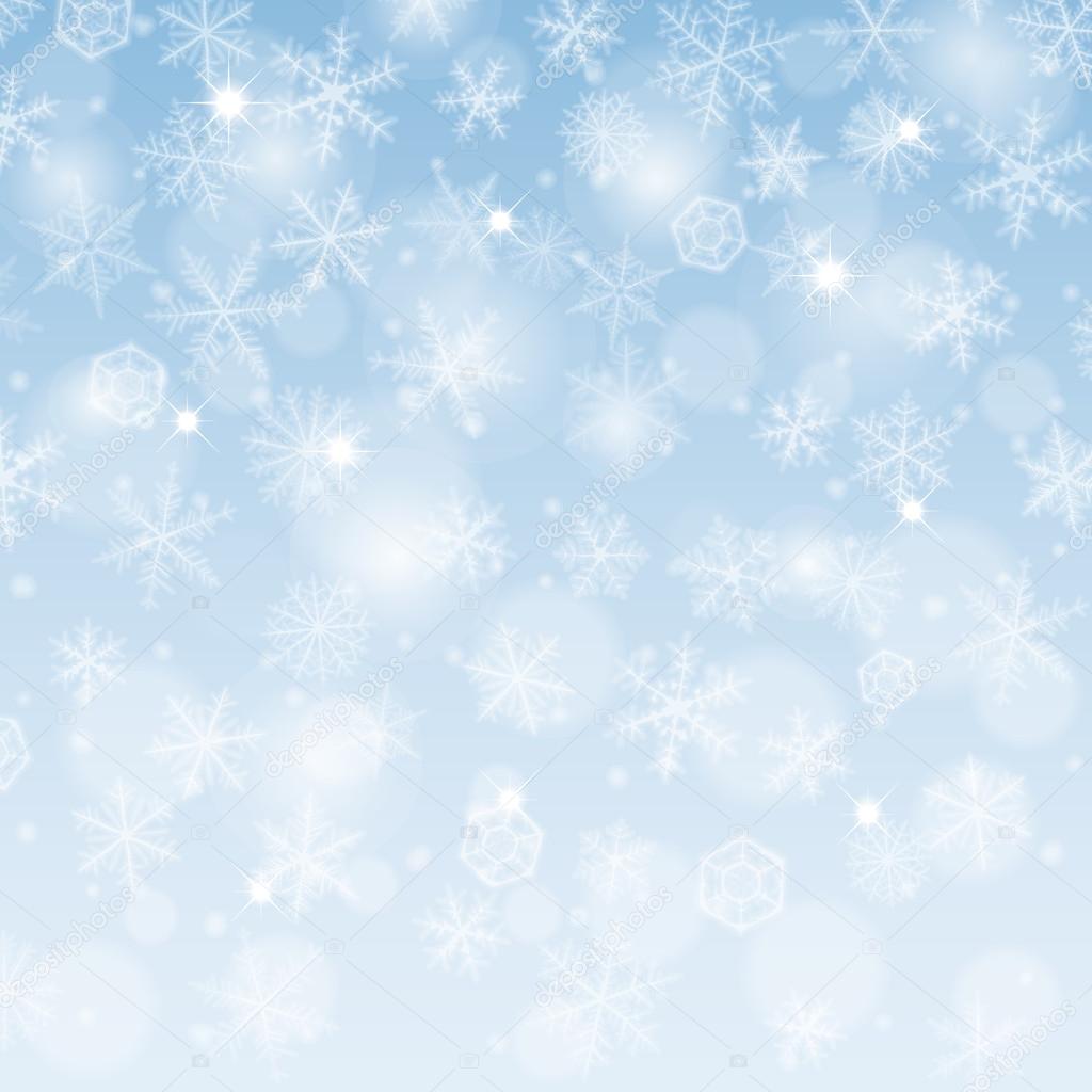Winter hand-drawn snowflakes background