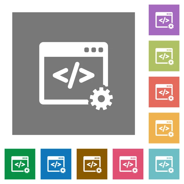 Web development square flat icons — Stock Vector
