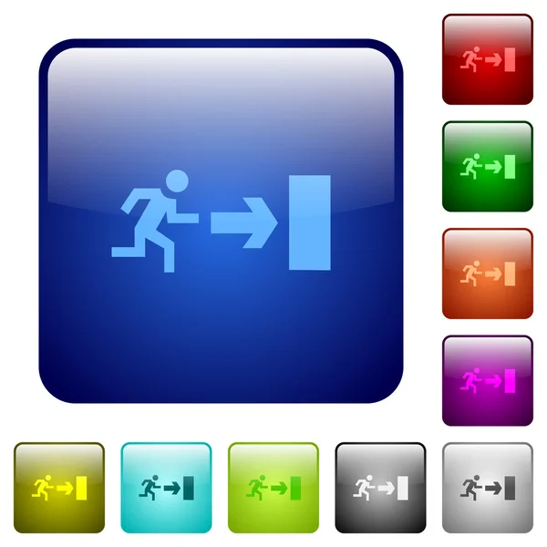 Color exit square buttons — Stock Vector