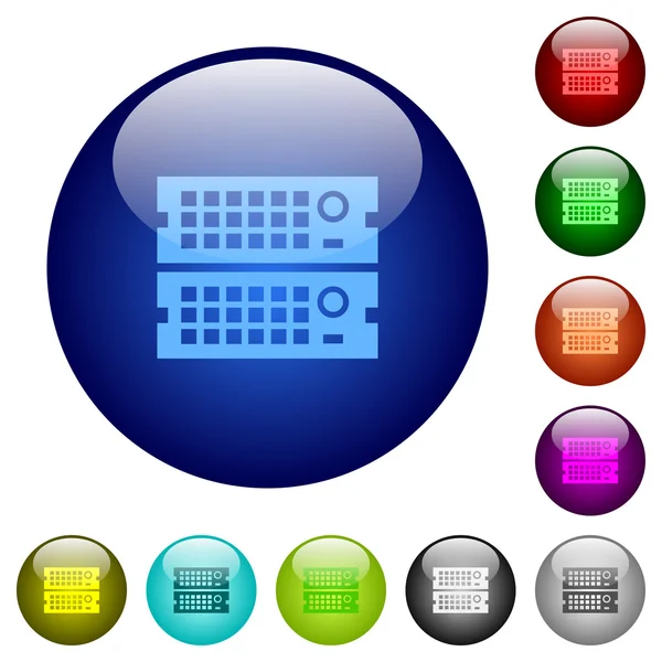 Кольорові сервери стійки скляні кнопки — стоковий вектор