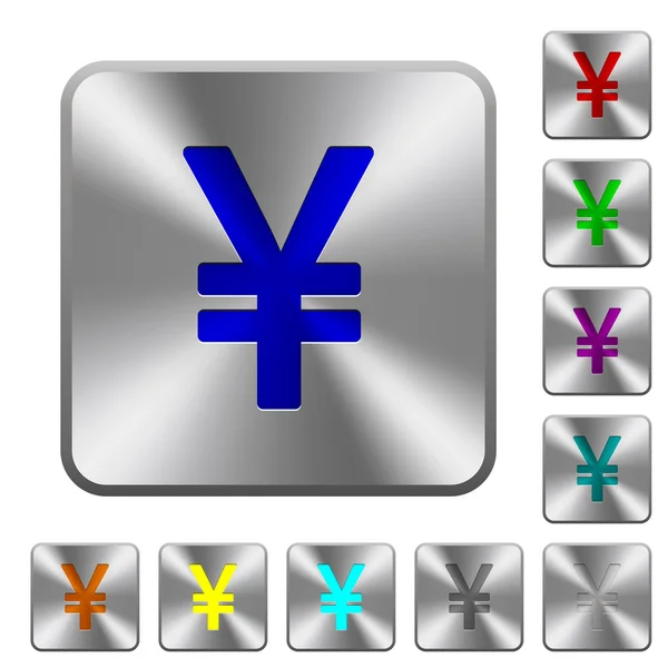 Steel yen sign buttons — Stock Vector