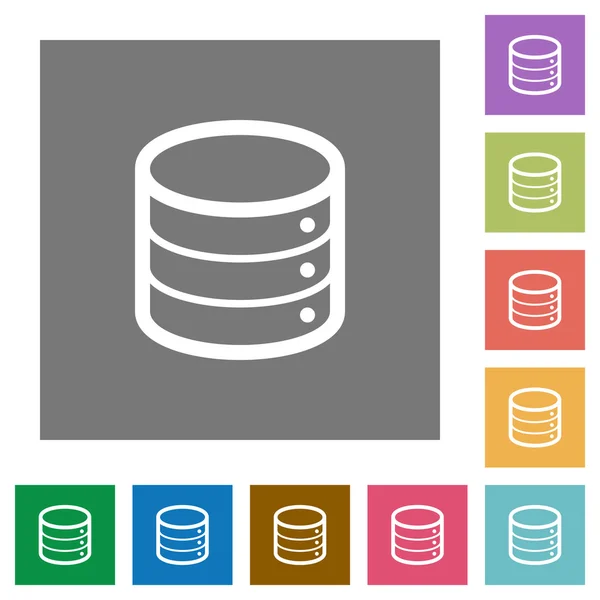 Datenbank quadratische flache Symbole — Stockvektor